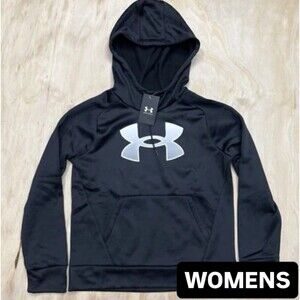 NEW XS Womens Under Armour Pullover Fleece Hoodie Black 1373070-001